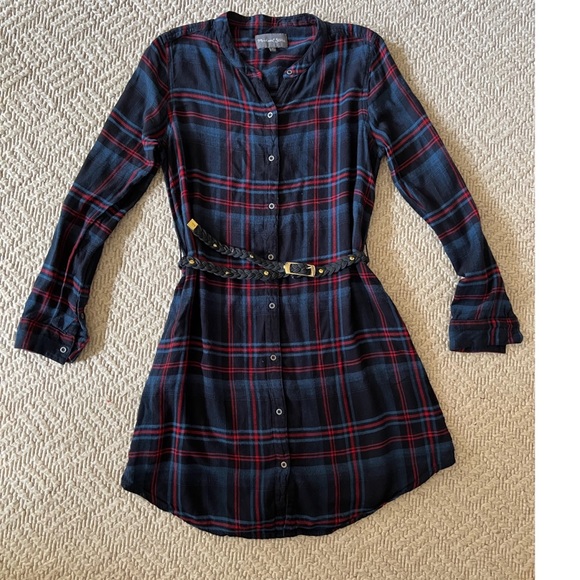 Michael Stars Dresses & Skirts - Michael Stars Plaid Shirt Dress with Woven Studded Belt - S